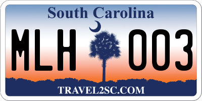 SC license plate MLH003