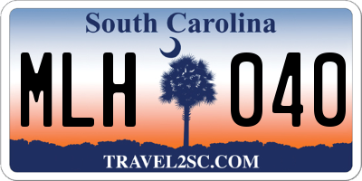 SC license plate MLH040