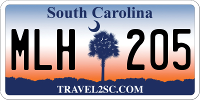 SC license plate MLH205
