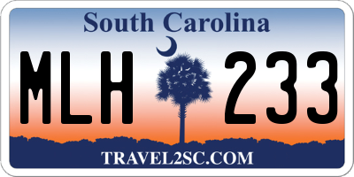 SC license plate MLH233