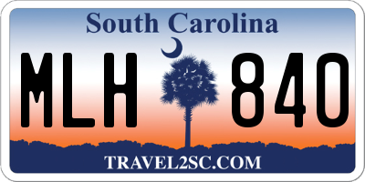 SC license plate MLH840