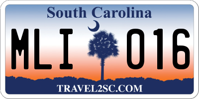 SC license plate MLI016