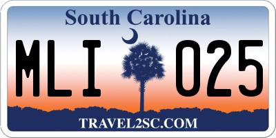SC license plate MLI025