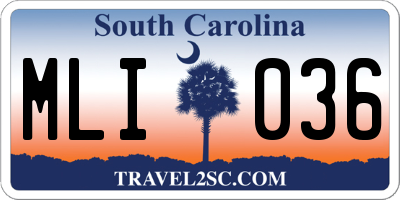 SC license plate MLI036