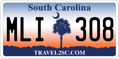 SC license plate MLI308