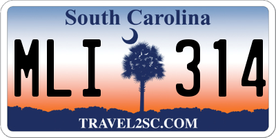 SC license plate MLI314