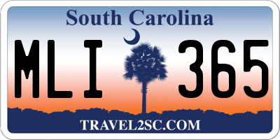 SC license plate MLI365