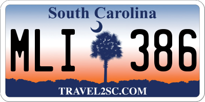 SC license plate MLI386