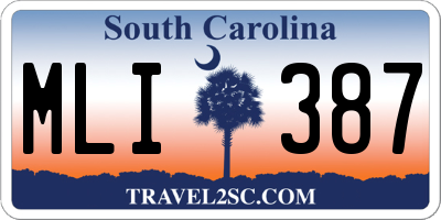 SC license plate MLI387