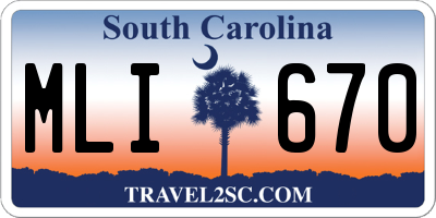 SC license plate MLI670