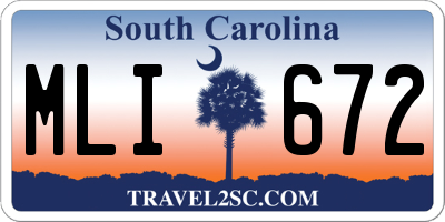 SC license plate MLI672