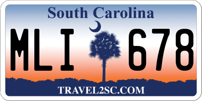 SC license plate MLI678