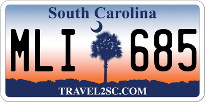 SC license plate MLI685
