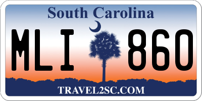 SC license plate MLI860
