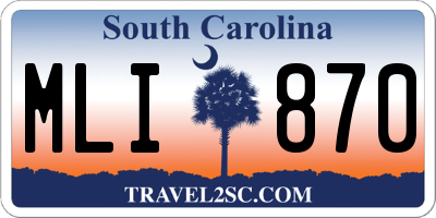 SC license plate MLI870