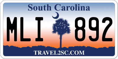 SC license plate MLI892