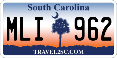 SC license plate MLI962