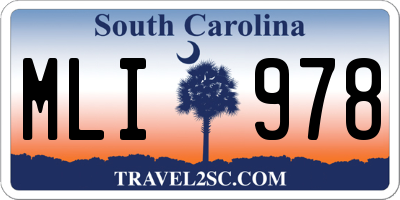 SC license plate MLI978