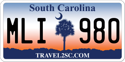 SC license plate MLI980