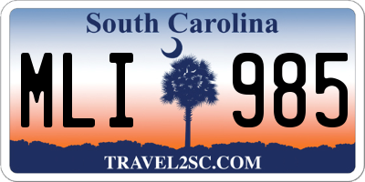 SC license plate MLI985