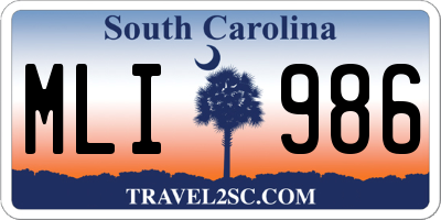 SC license plate MLI986