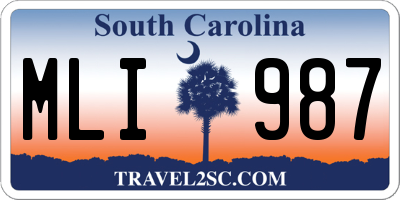 SC license plate MLI987