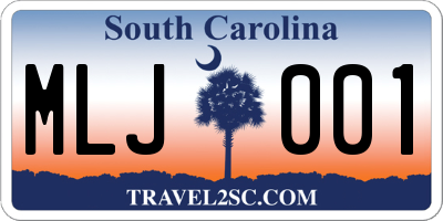 SC license plate MLJ001