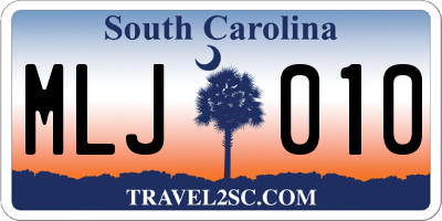 SC license plate MLJ010