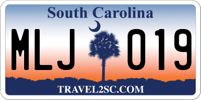 SC license plate MLJ019