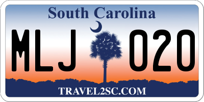SC license plate MLJ020