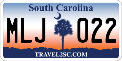 SC license plate MLJ022
