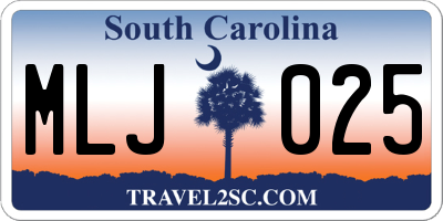 SC license plate MLJ025