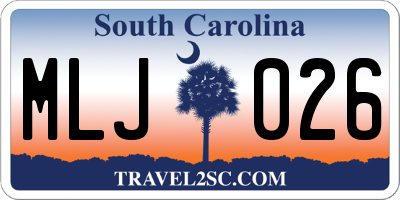 SC license plate MLJ026