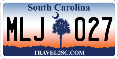 SC license plate MLJ027