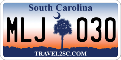 SC license plate MLJ030
