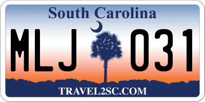 SC license plate MLJ031