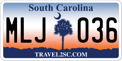 SC license plate MLJ036