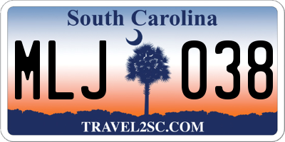 SC license plate MLJ038