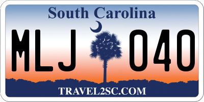 SC license plate MLJ040