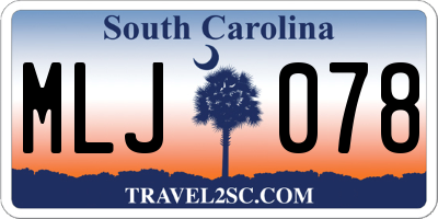 SC license plate MLJ078