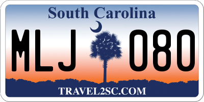 SC license plate MLJ080