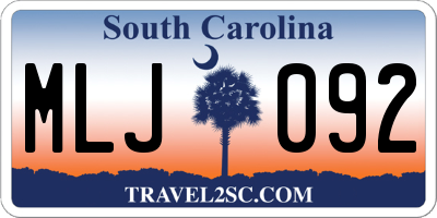 SC license plate MLJ092