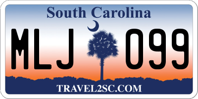 SC license plate MLJ099