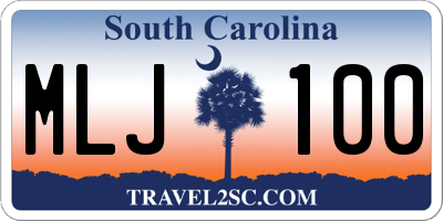 SC license plate MLJ100