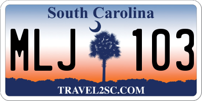 SC license plate MLJ103