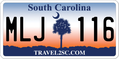 SC license plate MLJ116