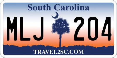 SC license plate MLJ204