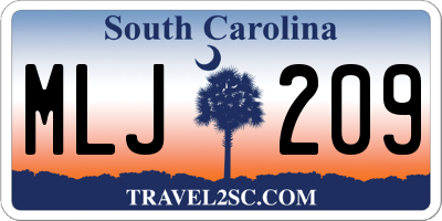 SC license plate MLJ209