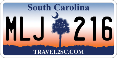 SC license plate MLJ216