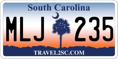 SC license plate MLJ235